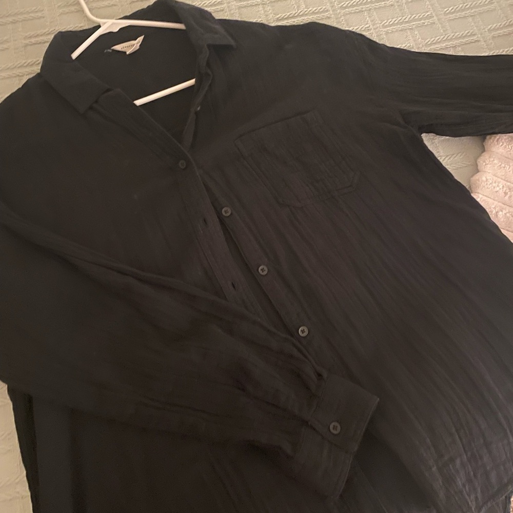 100% Cotton Long Sleeve Button Down Black Shirt